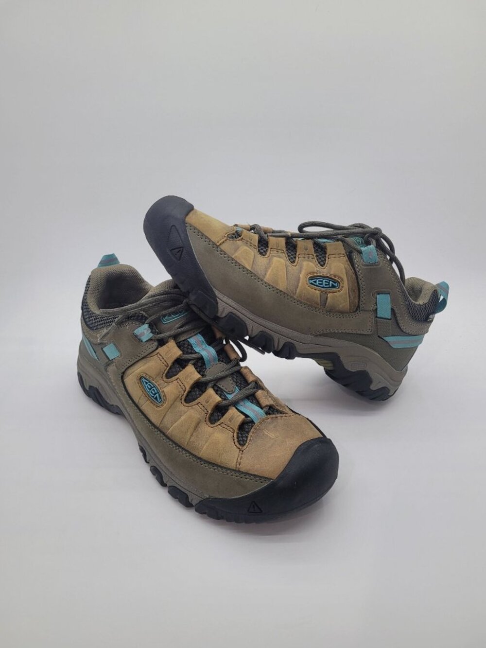 Pristine Keen Targhee 3 Waterproof Hiking Shoes Boots Brown Teal Women's Size 11